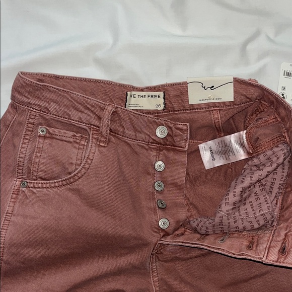 Free People We The Free Good Luck Mid-Rise Barrel Jeans Sunsetter/Rose NWT - Picture 10 of 14